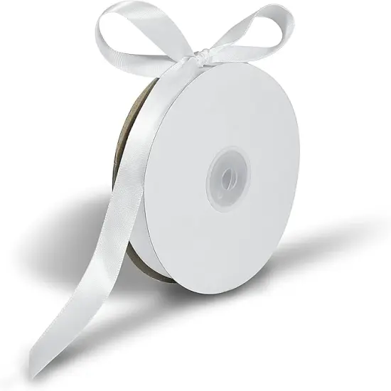 White Polyester Ribbon 5/8 Inch, 50 Yards, Single-Sided Shiny, Perfect for DIY Crafts, Wedding Decoration, Gift Wrapping and Flower Art {2}