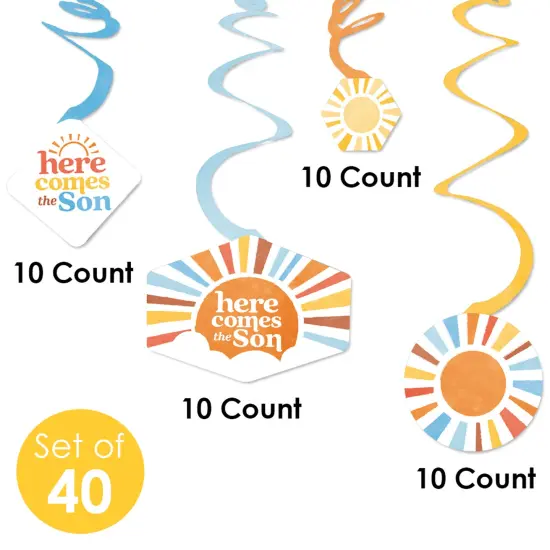 Big Dot of Happiness Here Comes The Son Party Decoration Swirls, Boy Boho Baby Shower Hanging Decor - Set of 40 {5}