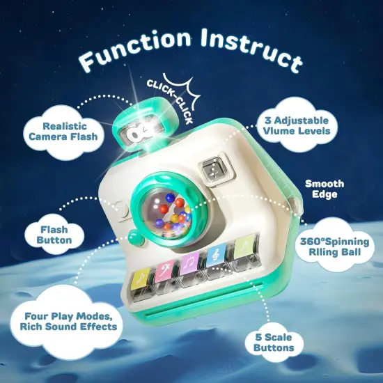 Baby Piano Musical Instruments Toys - Camera Themed Light Up Interactive Toys for Toddlers 1-3 Tummy Time & Infant Activity, 6-12 Month Toys First Birthday Gifts for Boys Girls Learning {2}