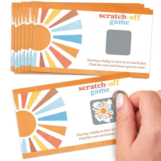 Big Dot of Happiness Retro Sunshine Baby Shower Scratchers, Here Comes The Son Boy Boho Party Game Scratch Off Cards - 22 Count {1}