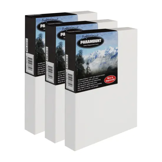 Paramount Professional Gallery Wrapped Canvases for Painting, Pack of 3 Heavy-Duty Stretched Canvas, Unbleached 100% Cotton, 1-13/16 Deep, Acid-Free, Triple-Primed, Medium-Tooth Surface {2}
