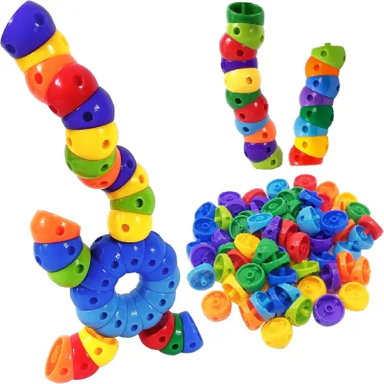 Snap n Twist Building Toys -Wocky Blocks- 80 Pieces STEM Snap Cubes - Manipulatives for Elementary School & Preschool - Tactile Sensory Toys for Boys & Girls,Stem Toys for 3 Year Old. {5}