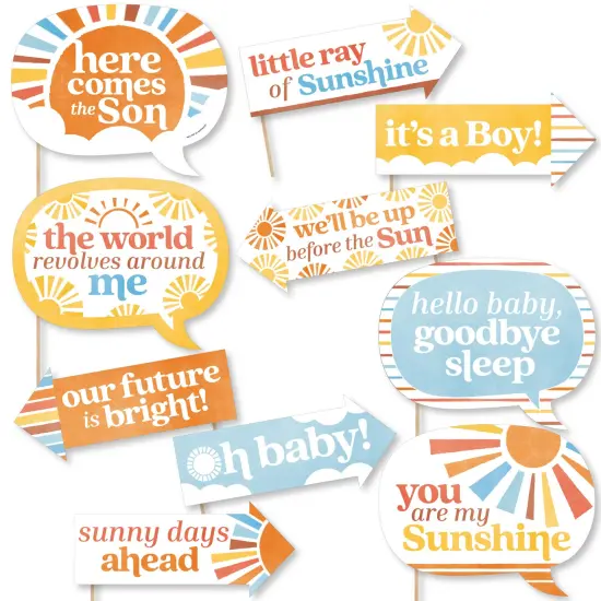 Big Dot of Happiness Funny Here Comes The Son Photo Booth Props Kit, Boy Boho Baby Shower Activity - 10 Piece {1}