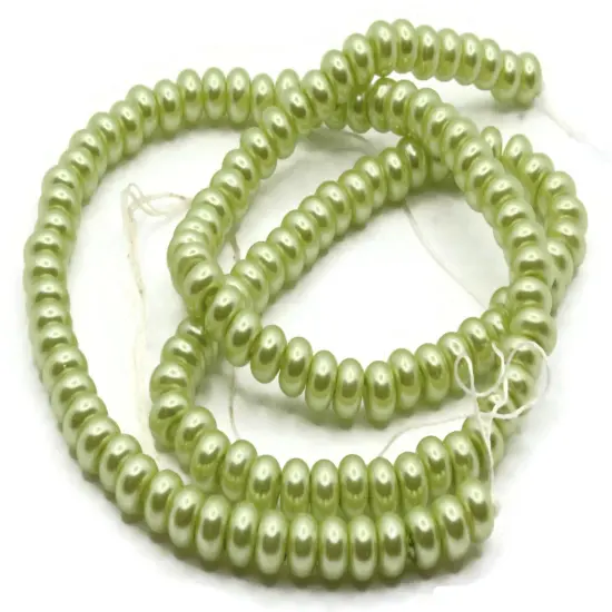 120 5mm Green Glass Pearl Rondelle Beads {1}