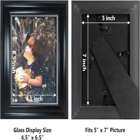 5x7 Picture Frames, Real Glass, Display Photos for Wall or Tabletop {3}