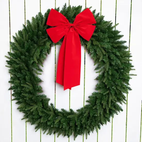 Northlight 4-Loop Velveteen Christmas Bow Decoration - 18" x 30" - Red {3}