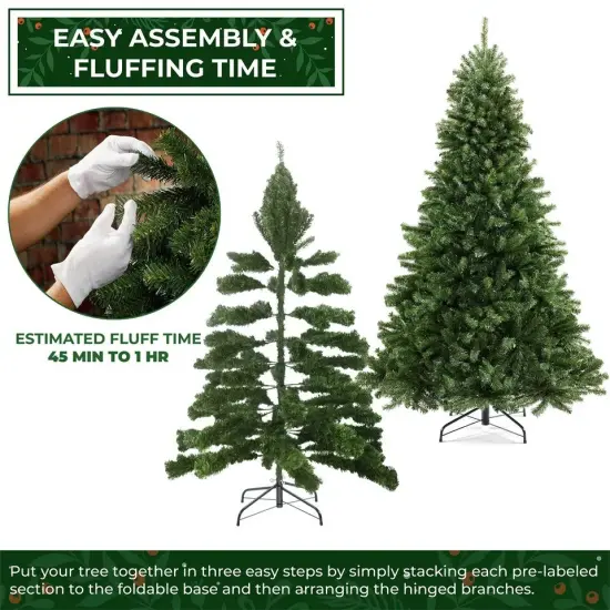 6FT Green Spruce Realistic Artificial Holiday Christmas Tree with Stand {2}