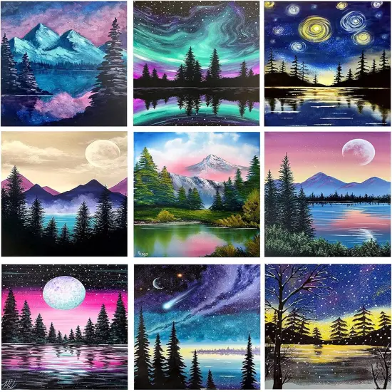 12x12 inch - 9 Pack DIY 5D Diamond Painting Kits for Adults & Kids(Tree,Moon) {1}