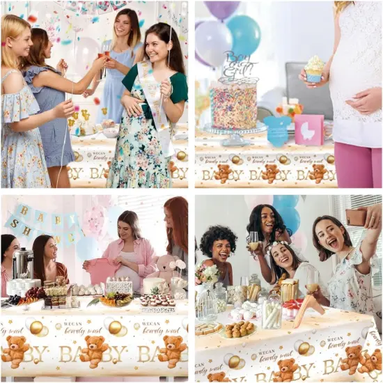 3PCS Bear Baby Shower Tablecloth {5}