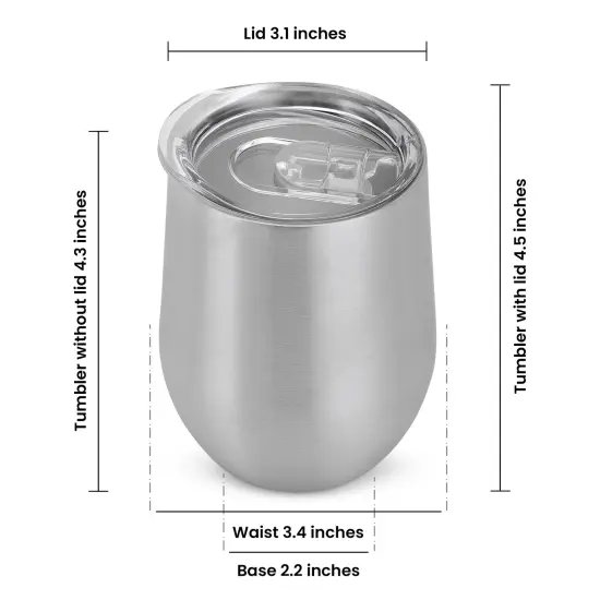Makerflo 12 oz Stainless Steel Wine Tumbler with Clear Splash Proof Lid, Craft-Ready for DIY Gifts & Personalization (Epoxy, UV DTF, Vinyl, and Laser Engraving) {6}