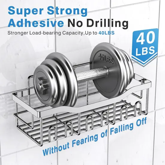 Shower Caddy 5 Pack,Adhesive Shower Organizer for Bathroom Storage&Home Decor&Kitchen,No Drilling,Large Capacity,Rustproof Stainless Steel Bathroom Organizer,Shower Shelves for Inside Shower-Larger {4}