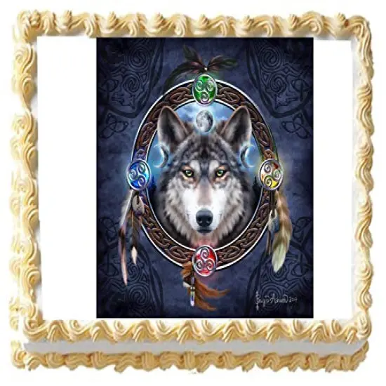 Celtic Wolf Guide Edible Icing Image Cake Topper (1/4 Sheet) {1}