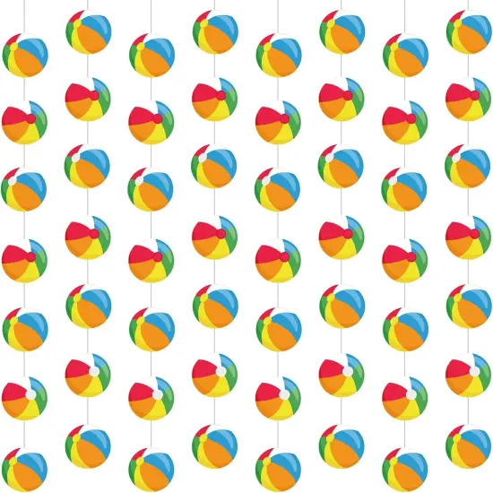 8 Pieces Beach Ball Garland Summer Pool Party Hanging Banner Decorations(Beach Ball) {1}
