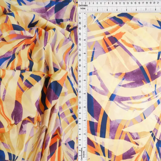 1 Yard 58/60" Wide DTY Tropical Leaf Digital Print Fabric 96% Polyester 4% Spandex Soft Stretch Material SAND/VIOLET {1}