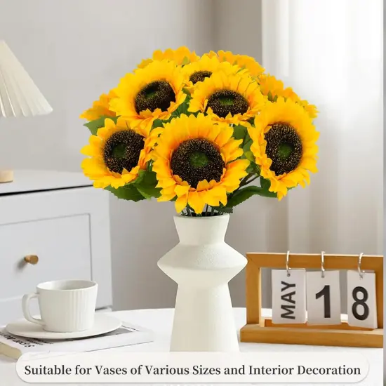 10 Pcs 4 Inch Artificial Sunflowers with Stems Bouquet {2}