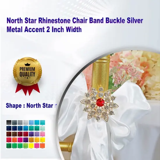 North Star Rhinestone Chair Band Buckle Silver Metal Accent 2 Inch Width {1}