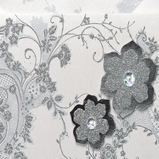 Blank Cards with Envelopes, Lace and Flowers with Glitter (8-Count) {3}