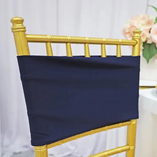 10 Pieces Navy Blue Stretch Spandex Chair Bands for Banquet Chairs 7 x 13 Inches {4}