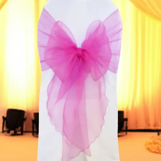 10 Pieces Angle End Organza Chair Sashes 12 by 116 inches Magenta or Azalea {2}