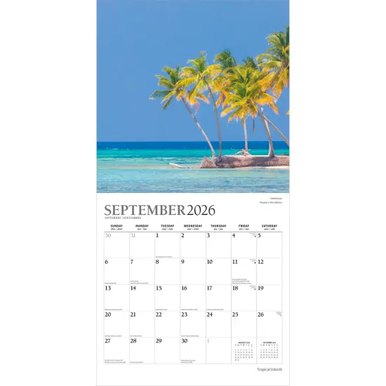 Tropical Islands | 2026 12 x 24 Inch (Hanging) Monthly Square Wall Calendar | Foil Stamped Cover {4}
