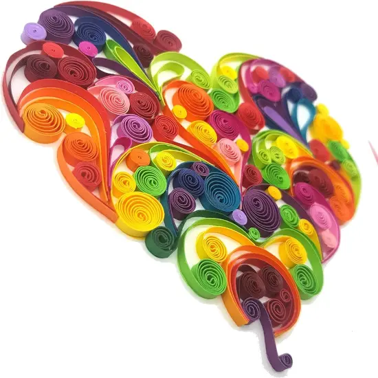 Quilling Card 3D Color Unique Dedicated Paper Handmade Art - Design Greeting Card for Christmas Birthday Anniversary Mother Thank You - Design Gift for Friend Love Mom with Envelop (Rose) (Rose Heart) {4}