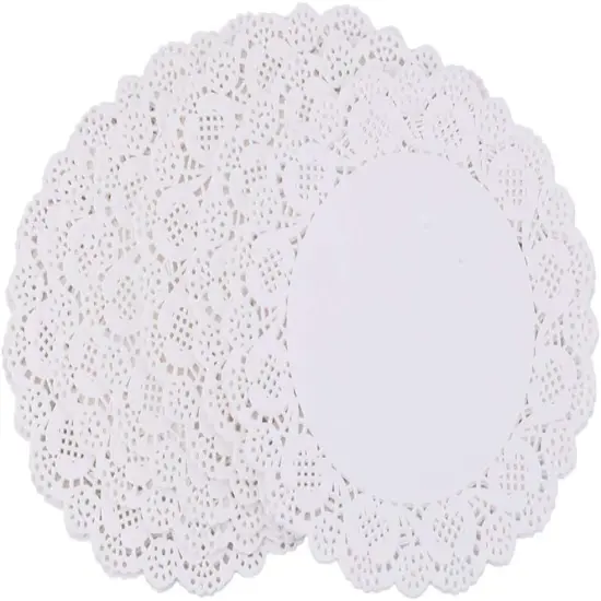 White Lace Paper Doilies - 6 inch Round Paper Doilies - Disposable Paper Placemats - for Wedding, Birthday, Cakes, Desserts, Tableware Food Decoration, Pack of 100 {2}