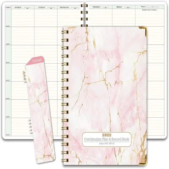 Hardcover Combination Plan and Record Book(Pink Marble) {1}