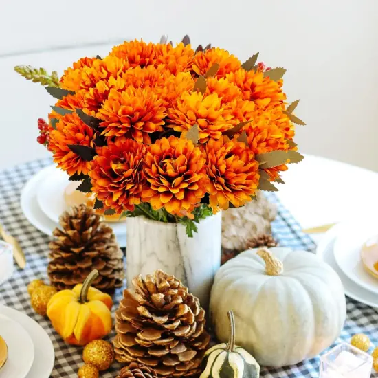 15 Pcs Mums Artificial Flowers Fake Mums Silk {3}