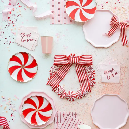 CHRISTMAS PEPPERMINT CANDY SCALLOPED SMALL PLATES {5}