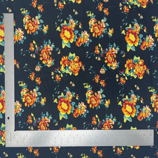 1 Yard ITY Knit Floral Print Fabric for Dresses and Apparel 58/60 Inches Wide Black/Yellow/Green {1}