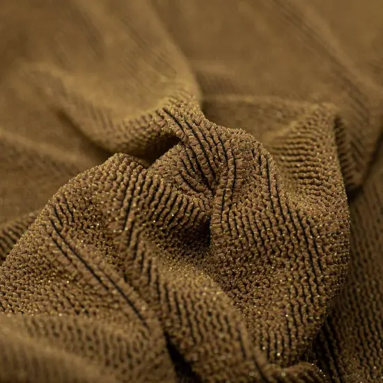 1 Yard 36" x 23/24" Ritzy Crinkle Nylon Polyester Spandex with Metallic Fabric 680 GSM Olive Twist {6}
