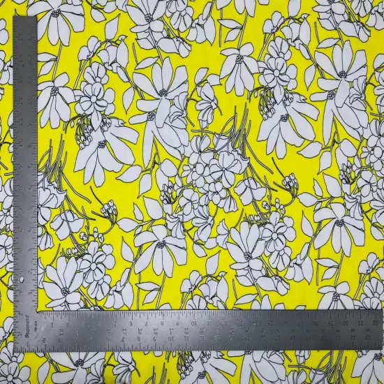 1 Yard Floral Liverpool Knit Fabric Textured Stretch Material for Dresses, Blouses, Tops, Skirts 58"-60" Width Black {3}