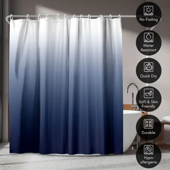 Americanflat 71x74 Ombre Blue Shower Curtain - Water Resistant - Polyester Fabric {4}