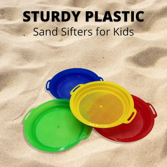 4E's Novelty 4 Pack Sand Sifter &ndash; 8.75" Sandbox Toys, Kids Sand Toys, Rock Strainer {6}