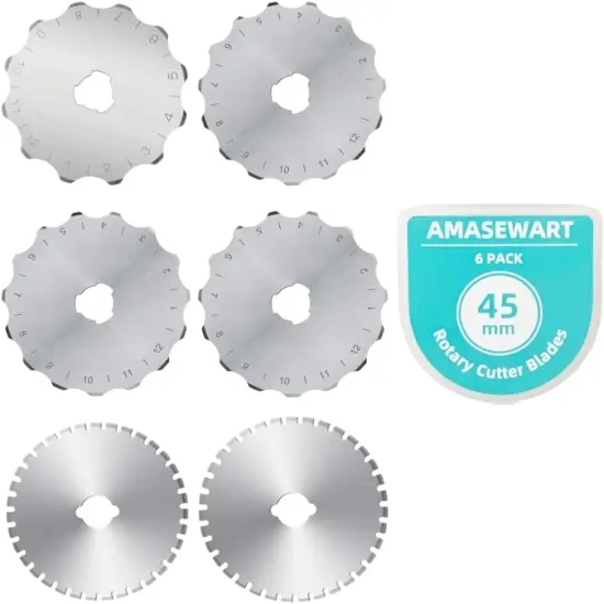45mm Crochet Edge Rotary Cutter Blades, Skip Stitch Rotary Blades Fits , Perforating Rotary Replacement Blade, Pack of 6 {1}