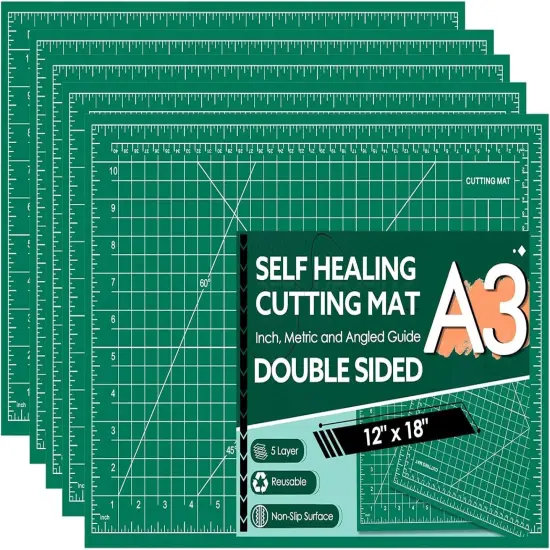 5 Packs Self Healing Cutting Mat 12" x 18" Rotary Cutting Sewing Mat A3, 5-Ply Cutting Board for Crafting, Sewing, Scrapbooking, Quilting and Precision Cutting {1}