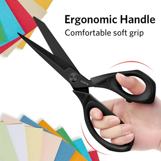 Black Titanium Fabric Scissors, Dressmaking Scissors with Heavy Duty Multi-Purpose Titanium Coated Blades and Comfortable Soft Grip Handles, Black, 25CM {5}