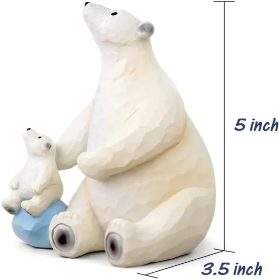 I Love You to The Moon and Back, Polar Bear Figurine Sculpted Hand-Painted, Collectible Figure Gift for Daughter Son Dad Mom Birthday Anniversary {2}