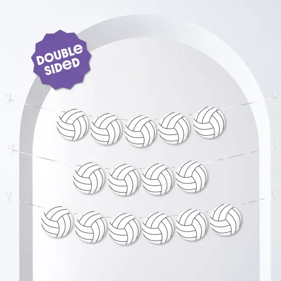 Big Dot of Happiness Volleyball Garland Banner, Sports Birthday Party or Baby Shower Decorations Banner, 30 Feet of Cord, 15 Double-Sided White Volleyballs {3}