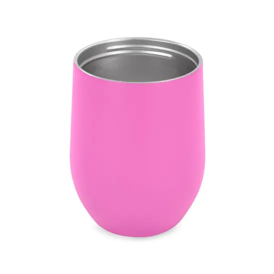 Makerflo 12 oz Powder Coated Wine Tumbler with Leak-Proof Clear Lid, Ideal for Craft and Personalization (Laser Engraving, UV DTF, Epoxy, and Vinyl) Pink {3}
