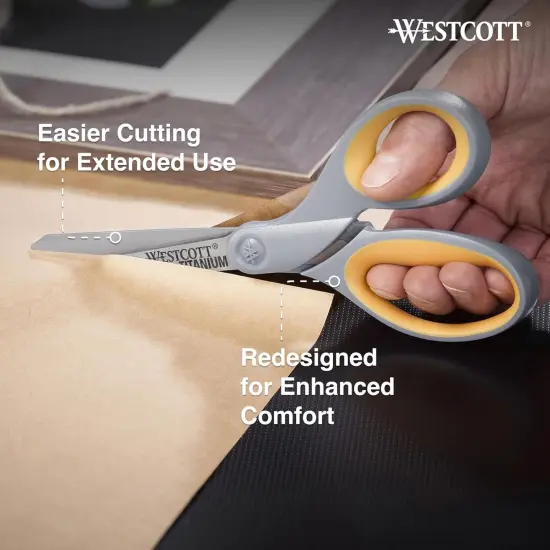 Soft Handle Titanium Bonded Scissors For Office & Home, Gray/Yellow, 4 Pack {5}