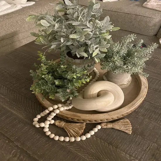 Coffee Table Decor Wood Knot Link Decoration Wooden Chain Link Knots for Book Shelf Living Room Decor White {7}