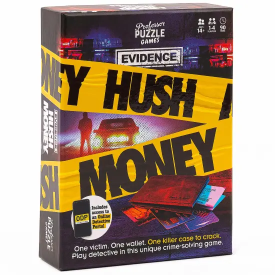Professor Puzzle: Evidence: Hush Money - Unique Detective Crime-Solving Game, Chicago Murder Mystery, Physical-Online Evidence, Ages 14+, 1-4 Players {1}
