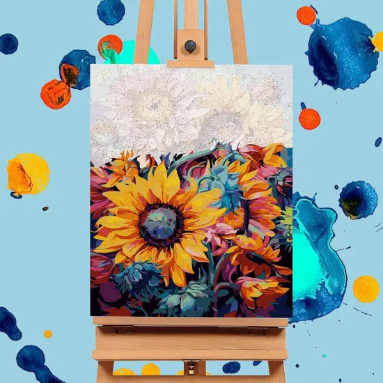 Paint by Numbers Kit for Adults- Sunflowers Adult Paint by Number Kits on Canvas for Beginners, Sunflowers DIY Acrylic Oil Number Painting Kits for Home Wall Decor Gift 16"x 20" (without Frame) {4}