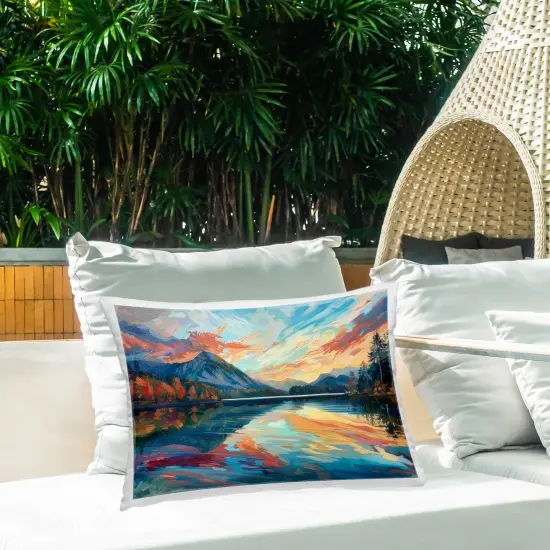 Stupell Industries Abstract Swirled Lake & Mountain Outdoor Printed Throw Pillow Design by LSR Design Studio, 14 x 7 x 20 {2}