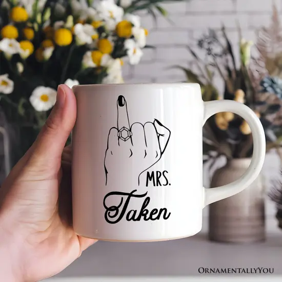 Wedding Ring Finger Mrs Mug Announcement, Married Engaged Gift For Women {2}
