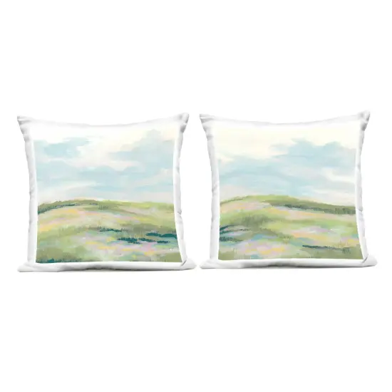 Stupell Industries Pastel Meadow under Blue Sky 2pc Outdoor Printed Throw Pillow Set Design by June Erica Vess, 18 x 7 x 18 {1}