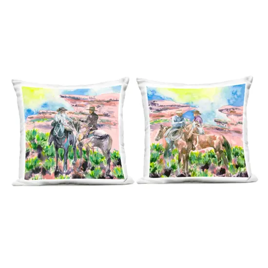 Stupell Industries Cowboys Under Western Sun 2pc Outdoor Printed Throw Pillow Set Design by Melissa Wang, 18 x 7 x 18 {1}
