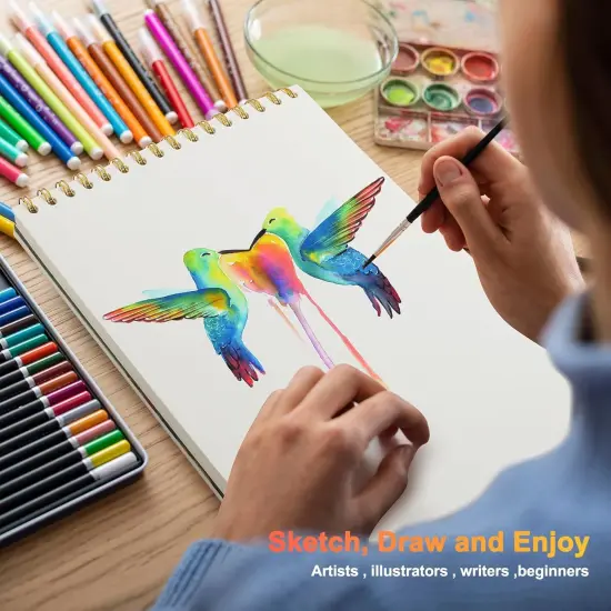 9 x 12 inches Sketch Book, Top Spiral Bound Sketch Pad, 1 Pack 60-Sheets (68lb/100gsm), Acid Free Art Sketchbook Artistic Drawing Painting Writing Paper for Kids Adults Beginners Artists, Sunfowers {5}