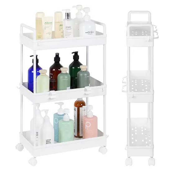2pcs 2 - Tier Kitchen Slide Out Rolling Rack Storage Cart Organizer with Wheels {1}